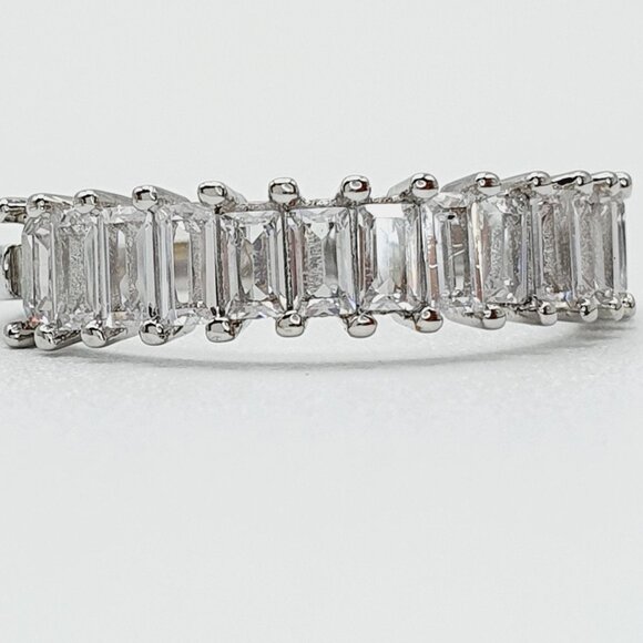 💍 Engagement Radiant CZ Micro Pave Silver Plated Wedding Ring Set,UNVN12329 - Picture 7 of 9